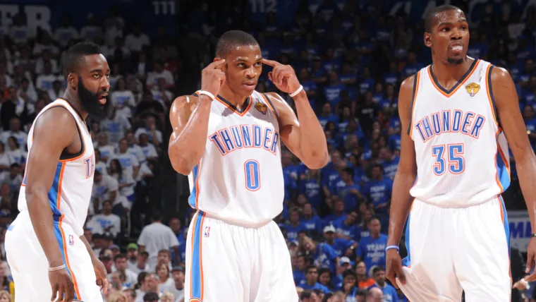 James Harden, Russell Westbrook and Kevin Durant